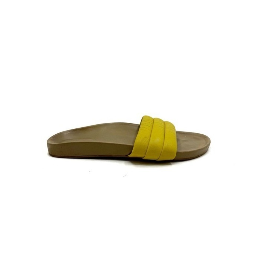 Beatrice Valenzuela | Yellow Sandalia Leather Slide Sandals Size 8
